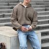 Suéter com capuz e zíper para outono e inverno, masculino, solto, casual, de malha, para todos os tipos de uso, estilo coreano