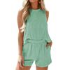 Verano 2025 Nuevo Amazon Europeo y Americano TK para Mujer Chaleco sin Mangas con Giro Shorts Traje de Dos Piezas a Rayas
