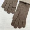 Luvas de Tricô da Moda com Tela Sensível ao Toque de Cor Sólida para Outono e Inverno, Longas sem Dedos, à Prova de Vento, Quentes e Resistentes ao Frio