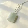 Colgante de Jade Aventurina Natural "Paz y Serenidad", Color Agua Clara Ligera, Colgante Plano Base Hielo, Amuleto de Serenidad, Adorno de Jade