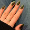 Unhas Postiças de Alta Qualidade Cor Sólida Verde Oliva Formato Cat-Eye, Adesivos de Unha Removíveis Longos em Formato Amêndoa, Fornecimento Direto da Fábrica