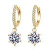 Pendientes de moissanita de plata de ley 925, venta al por mayor, clásicos de seis garras, color D, moissanita de 1 quilate.