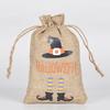Pacote de linho de Halloween com bolso para festa de fim de ano careta abóbora bolsa de armazenamento de doces para crianças embalagem para presente