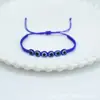 Pulsera Trenzada de Hilo de Jade Ojo de Diablo de Resina Europea y Americana Nudo Plano Cruzado Pulsera de Ojo Azul Retro de la Suerte