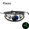 Promoção Quente da Amazon Pulseira de Couro Luminosa de Resina com Doze Constelações Multicamadas Moda Masculina Pulseira Trançada de Amizade Conjunto