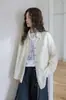 Camisa larga de manga larga a rayas amarillas y azules elegante Momolif con letras bordadas, camisa suelta de capas para mujer primavera 2026