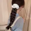 Laço de Cabelo Pequena Flor Vermelha Plissado de Renda com Bolinhas Coreano Corda para Rabo de Cavalo Fresca e Versátil Primavera e Verão Acessórios de Cabelo Novo Estilo