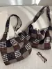 511244 Nova Bolsa de Grande Capacidade Bolsa Tote Xadrez de Lã para o Dia a Dia Bolsa Colete Feminina Bolsa de Ombro para Passeio