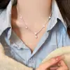 Collar de Copo de Nieve de Zirconia Exquisito de Lujo Ligero de Nicho de Gama Alta Cadena de Clavícula de Perla Versátil Elegante para Mujer