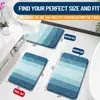 Juego de alfombrillas de baño de cachemir sintético a rayas degradadas, que incluye una alfombrilla de baño, una alfombrilla para el suelo del baño y una alfombrilla de entrada, todas ellas absorbentes, antideslizantes, resistentes a las manchas y fáciles de limpiar