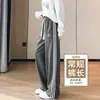 Calça de uniforme escolar preta com três listras para mulheres, forrada de fleece para outono e inverno, novo estilo 2026, calça de moletom esportiva casual para adolescentes