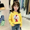 Estilo Nuevo Primavera y Otoño Talla Mediana y Grande Niños Bebé Elegante Estampado de Dibujos Animados Top 100% Algodón Puro Camiseta de Manga Larga Cuello Redondo para Niñas