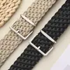 Cinturón de Cintura Tejido para Mujer con un Toque Vintage de Alta Gama, Versátil para Vestidos, Hebilla de Pasador sin Agujeros, Cinturón Ancho Casual y Elegante