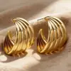 Joyería Transfronteriza Europea y Americana, Pendientes de Tira Metálica de Nicho, Pendientes de Tachuela Rayados Minimalistas Versátiles Retro para Mujer