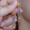 Pendientes Circulares de Flor de Cinco Pétalos con Borlas y Perlas Doradas, Estilo Nuevo 2025, Pendientes de Gama Alta y Elegantes, Joyería Clásica para Orejas