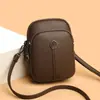 Nueva bolsa cruzada minimalista para teléfono transfronteriza con textura de cuero genuino, múltiples compartimentos, ligera, adecuada para el transporte diario, bolso de hombro estilo francés con temática de bosque para mujer