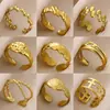 Anillo Geométrico Irregular de Acero Inoxidable Transfronterizo para Mujer, Anillo Abierto Chapado en Oro, Anillo Cruzado Personalizado que No se Desvanece