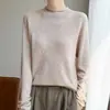 Suéter de punto sin costuras de una sola línea con cuello medio alto para mujer, delgado, suave, cómodo, cálido, suéter base de lana aterciopelada