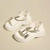 Nuevas Sandalias Romanas de Punta Redonda con Punta Abierta y Hebilla, Estilo Casual de Playa, Moda Coreana Verano 2026 Sandalias de Suela Gruesa para Mujer