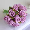 Buquê de 12 Rosas Artificiais para Adereços de Fotografia de Casamento e Decoração de Sala de Estar