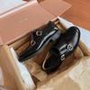 Zapatos de Tacón Bajo Suaves Estilo Barroco Británico Vintage Otoño e Invierno Nuevos Zapatos de Piel para Mujer Exquisitos Zapatos Pequeños de Piel Tallada
