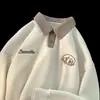 Suéter de manga larga gofrado retro para hombre estilo americano Vintage holgado moda nueva marca de moda diseño abrigo polo
