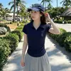 Ai Precio Real # Camiseta Blanca de Manga Corta con Cuello Polo para Mujer, Nuevo Estilo Coreano Primavera 2026, Diseño de Cintura Fruncida, Efecto Adelgazante.