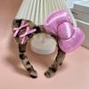 Popular na Internet Super Fofo Nicho Faixa de Cabeça com Orelhas de Gatinho Faixa de Cabeça com Rosto de Leopardo Acessório de Cabeça Fofo Caverna de Cabelo
