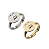 Venta Caliente Transfronteriza Soporte de Anillo de Acero al Titanio Espejo Letra Inglesa A- Z Anillo Ajustable Accesorios de Joyería DIY Pulsera de Apellido