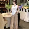 Traje Elegante de Celebridad Diseño de Pliegues de Gama Alta Top sin Mangas Moda Femenina Casual Verano con Caída Nuevo 2025