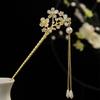 Vintage Light Luxury Style Shell Flower Hairpin Long Tassel Step-up Imitação de Pérola Hairpin Estilo Antigo Cheongsam Disc Acessórios para o Cabelo
