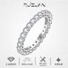 Anel Ruizuan Jewelry Céu Estrelado Moissanita Redondo Prata de Lei S925 Inlaid Anel Minimalista Fashion em Estoque