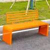 Cadeira de Parque Externa Madeira Anticorrosiva Assento Completo de Ferro Encosto Banco para Jardim Comunitário Floresta Shopping Center Área de Lazer Banco