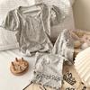 Ropa de Casa para Niños Primavera y Verano Nuevo Pequeña Impresión Modal Clase A Tejido Desnudo Coreano Traje de Pijama para Niñas