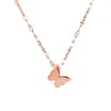Collar de Clavícula Doble Capa Mariposa Tridimensional Mate de Acero de Titanio para Mujer 2026 Nuevo de Moda Minimalista Nicho Elegante Moda
