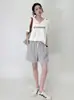 Suministro Exclusivo Transfronterizo de Pantalones Cortos de Mujer de Venta Caliente Verano 2026, Pantalones Cortos Cómodos de Línea A Burbuja Arrugados con Cordón y Rayas Verticales