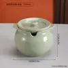 Estilo Nórdico Simples Pote de Banha Cerâmico para Casa Cozinha Pote de Armazenamento de Óleo com Colher Conjunto de Potes de Banha Artesanato Cerâmico