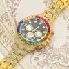 Reloj de Acero con Banda de Acero y Diamantes Coloridos Cielo Estrellado Creativo Transfronterizo Reloj de Diamantes de Tres Ojos Moda Decorativo Calendario Reloj para Mujer Banda de Acero Totalmente Diamantada Reloj de Cuarzo