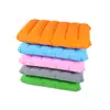 Almohada inflable de PVC con flocado, cómoda para viajes, camping, trenes, aviones, cintura y espalda, de cuero.