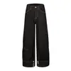 Jeans de Pierna Recta Lavados de Mezclilla Cruda Estilo Retro Americano para Hombres y Mujeres, Nuevo Estilo Perezoso de Verano Pantalones Largos Versátiles Sueltos