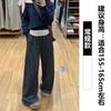 Pantalones de pierna ancha a rayas para mujer 2026 Primavera/Verano Nuevos con cordón de cintura alta fluidos petite holgados rectos casuales
