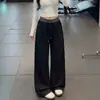 Outono/Inverno 2026 Novo Estilo Retrô Preguiçoso Calça Jogger de Listras na Cintura Perna Larga Feminina Casual Solta Emagrecedora Calça de Comprimento Total