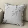 Almofada Jacquard de Veludo Estilo Vintage Cremoso para Sofá Sala de Estar Almofada de Costas Luxo Leve Retro Travesseiro de Cabeceira Pousada Folhas