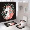 Serie Popular de Unicornios Transfronteriza Impresión Digital Poliéster Impermeable y a Prueba de Moho Cortina de Ducha Juego de Cuatro Piezas Fabricante Hermoso y de Lujo Ligero