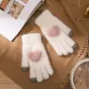 Guantes Cálidos Estilo Coreano para Invierno, Engrosados para Ciclismo, Separados por Dedos, a Prueba de Frío, Felpa de Cristal de Terciopelo para Pantalla Táctil, Lindos para Mujer Estilo Nuevo