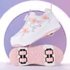 Tênis de Rodinha para Meninas no Atacado, Patins de Duas Fileiras com Quatro Rodas, Tênis Esportivo Infantil de Uso Duplo com Oito Rodas, Patins Baratos para Meninas