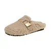 Pantuflas de Felpa Cálidas Estilo Coreano para Cubrir la Cabeza Uso Exterior 2026 Otoño/Invierno Nuevas con Correa Única Moda Persona Perezosa Pantuflas de Algodón Peludas