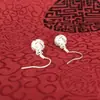 Ornamento de Plata Lin Fa Plata de Ley S990 Gancho para Oreja Pendientes Colgantes Cuentas Redondas Estilo Étnico para Mujer Regalo de Cumpleaños para Novia