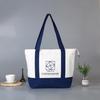 Bolsa de Lona Patchwork Azul e Branca para Mulheres 2023 Nova Tendência Ins Bolsa Tote Versátil de Grande Capacidade Sacola de Compras Bolsa de Mão
