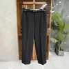 Pantalones de rayas de bambú, de principios de otoño, de alta gama, con raya central, de cintura alta, elegantes, de nueve puntos, tipo cigarrillo para mujer, versátiles y estilizados, de pierna recta